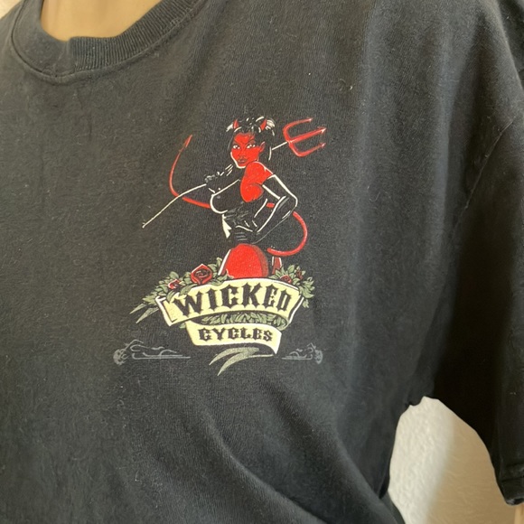 T-shirt Gildan Wicked Cycles Black with She devil Design - Picture 5 of 11